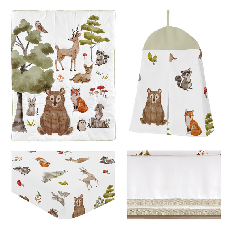 Sweet Jojo Designs Watercolor Woodland Forest Animals Collection 4 Piece Crib Bedding Set Wayfair Canada